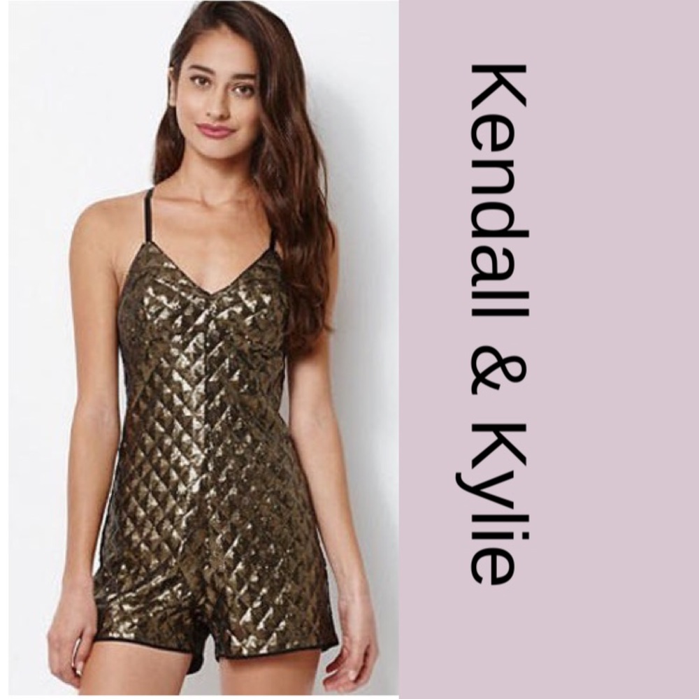 Kendall & Kylie Gold Sequin Romper M